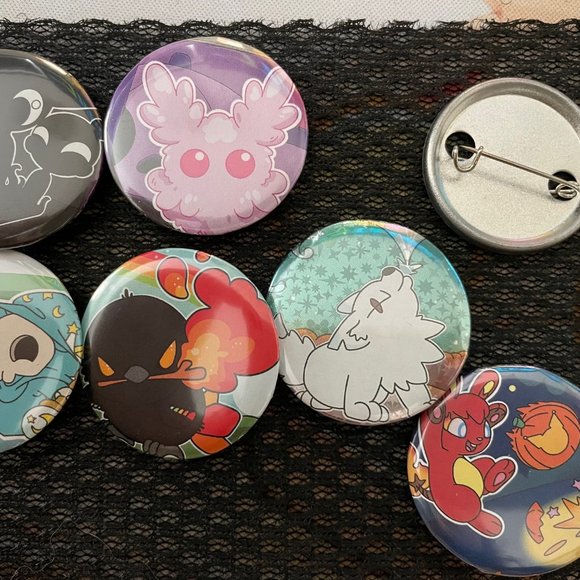 Set of 9 MetaZoo x Sanrio Kawaii Chibi Cryptid Button Pins - Picture 1 of 2